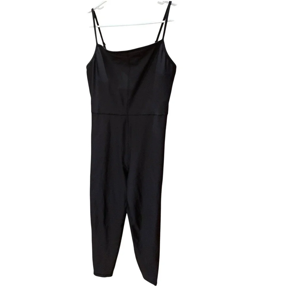 Old Navy Jumpsuit Women Large Black‎ PowerSoft Go-Dry Active Bodysuit Athleisure